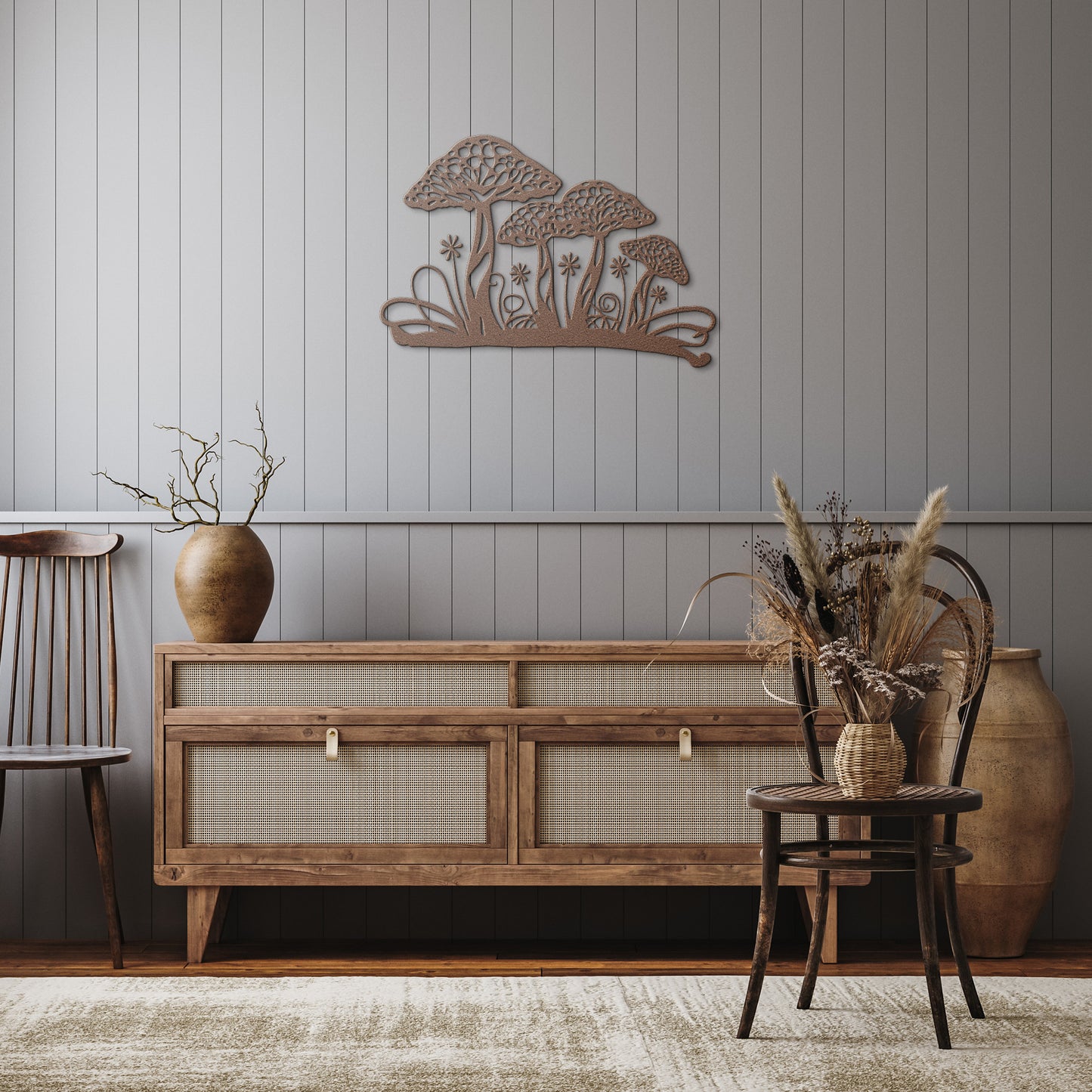 Mushroom Garden Metal Wall Art Sign