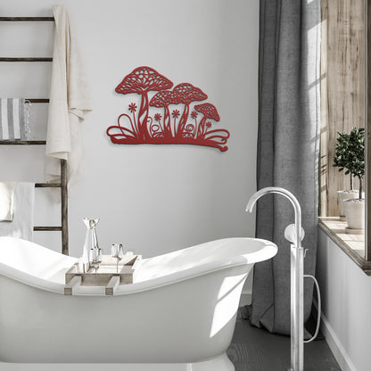 Mushroom Garden Metal Wall Art Sign