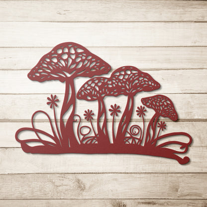 Mushroom Garden Metal Wall Art Sign