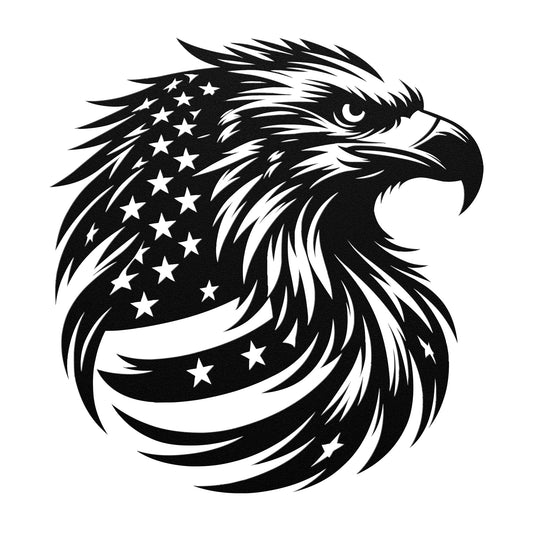 Patriotic Bald Eagle Metal Sign with American Flag Feathers