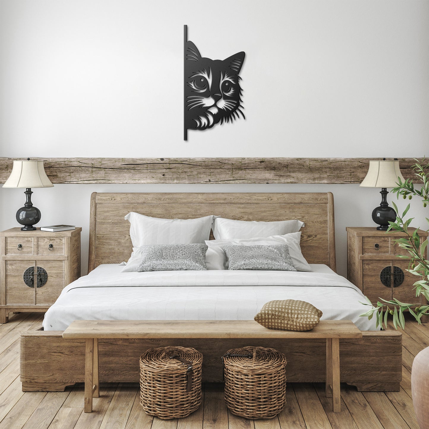 Peeking Cat Metal Wall Art – Whimsical Feline Decor