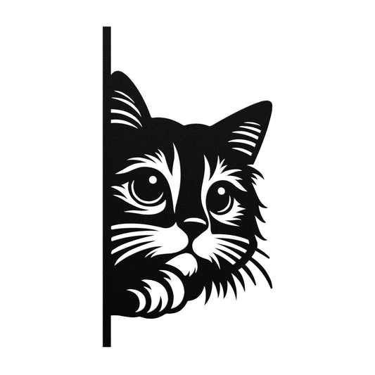 Peeking Cat Metal Wall Art – Whimsical Feline Decor