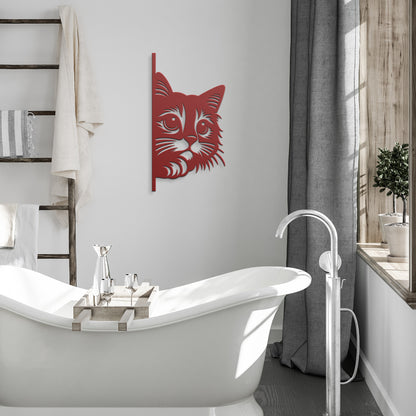 Peeking Cat Metal Wall Art – Whimsical Feline Decor