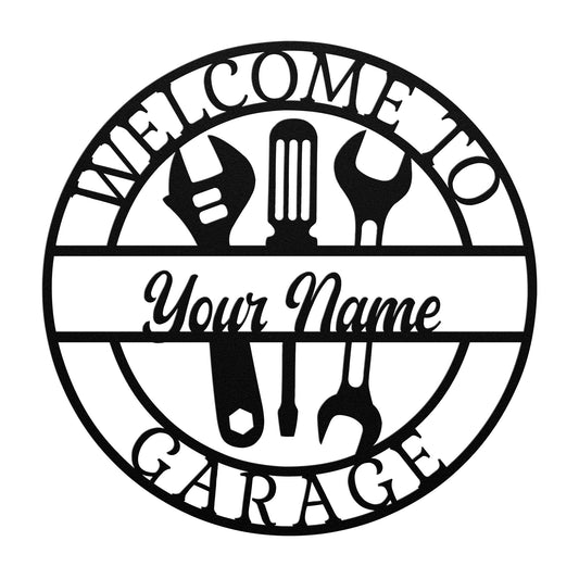 Personalized Garage Tools Metal Wall Art