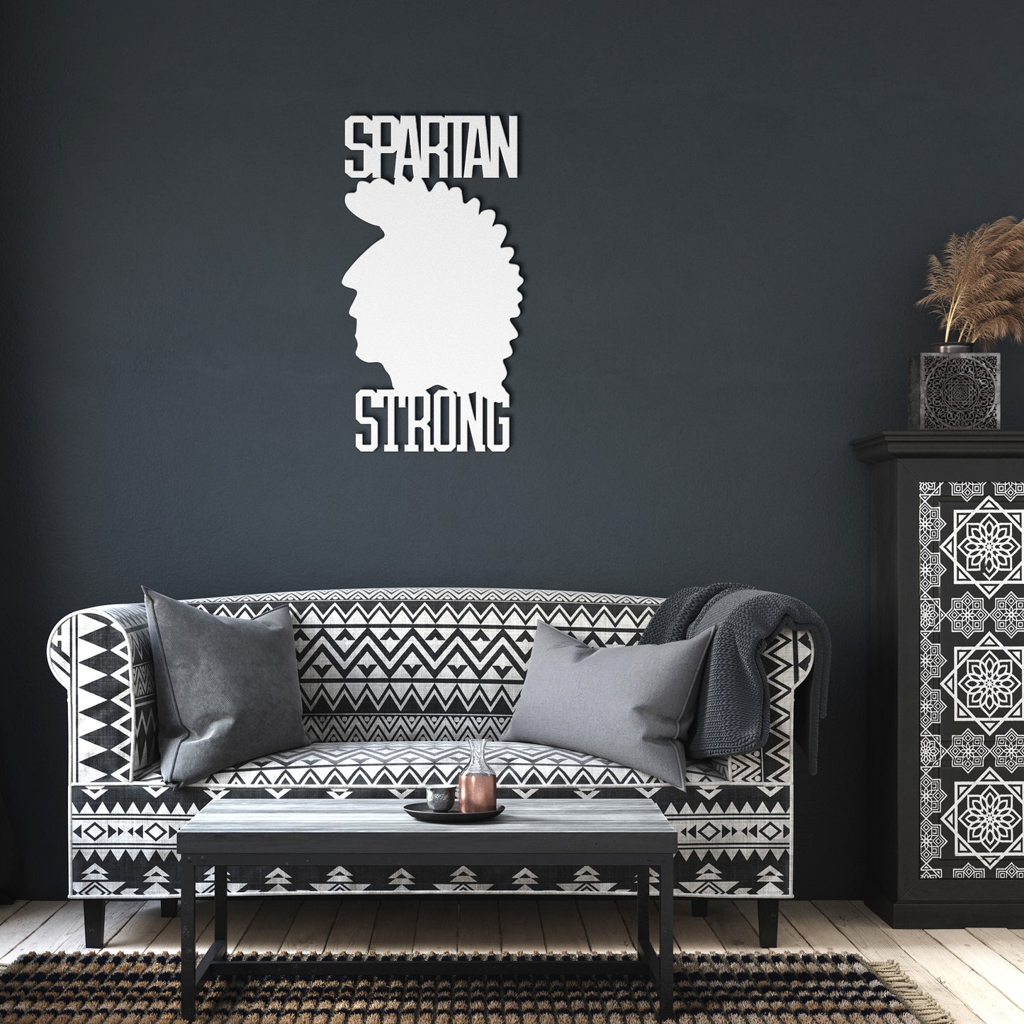 Spartan Strong Metal Sign